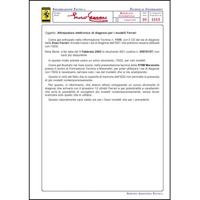 2003 Ferrari technical information n°1113 Enzo (Attrezzatura elletronica di diagnosi per i modelli Ferrari) (reprint)