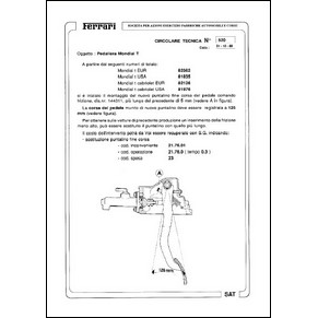 1989 Ferrari technical information n°0520 (Pedaleria Mondial T) (reprint)
