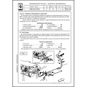 1998 Ferrari technical information n°0791/A 456 GT/GTA (Fuel hoses) (reprint)