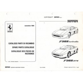 1994 Ferrari F355 GTB/GTS spare parts catalogue 9618/94