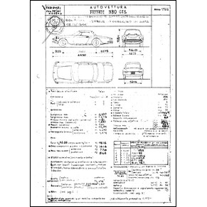 1966 Ferrari 330 GTS homologation certificate (Certificato di omologazione) (reprint)