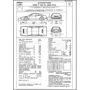 1975 Ferrari Dino 208 GT4 homologation certificate (Certificato di omologazione) (reprint)
