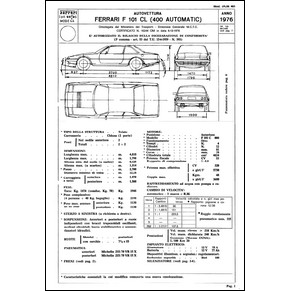 1976 Ferrari 400 homologation certificate (Certificato di omologazione) (reprint)